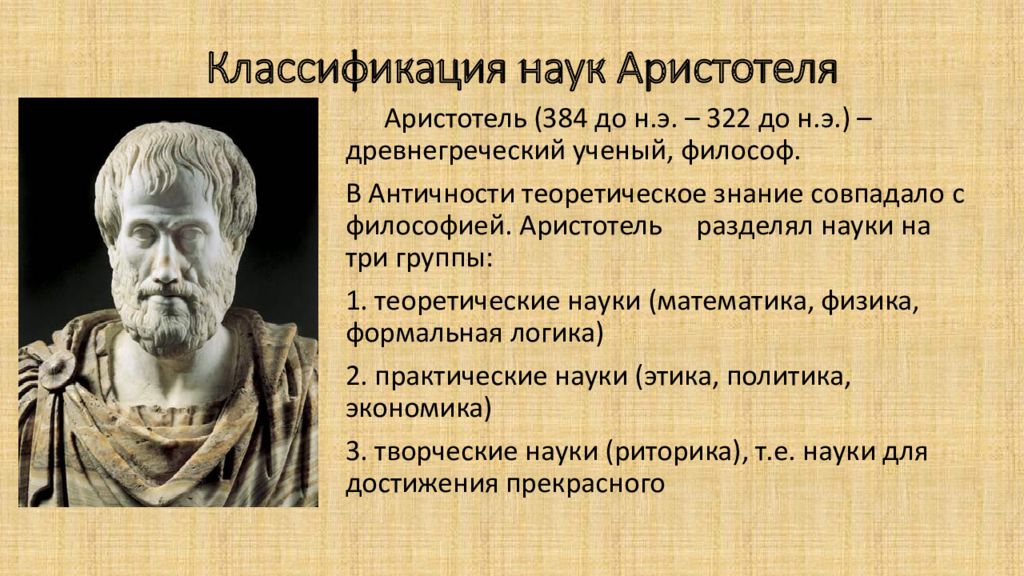 Учение о человеке кто создал. Аристотель наука. Древнегреческий ученый Аристотель. Аристотель и античная наука.. Классификация наук Аристотеля.