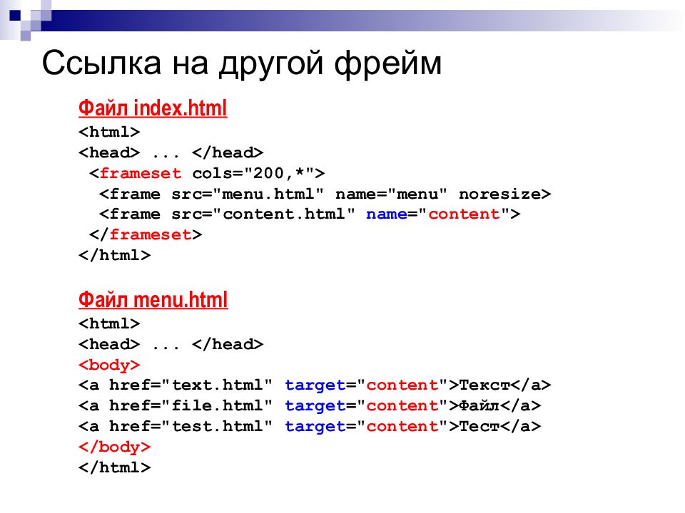 Фреймы html презентация