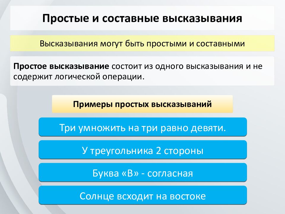 Простые и составные высказывания