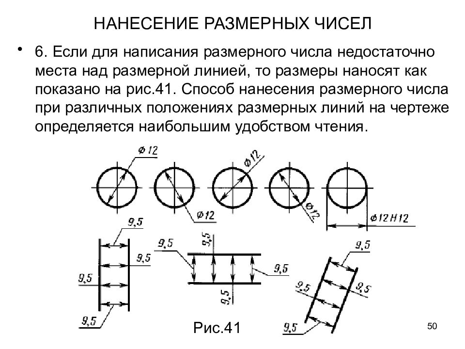 Зависит ли количество размеров на чертеже детали от способа нанесения размеров