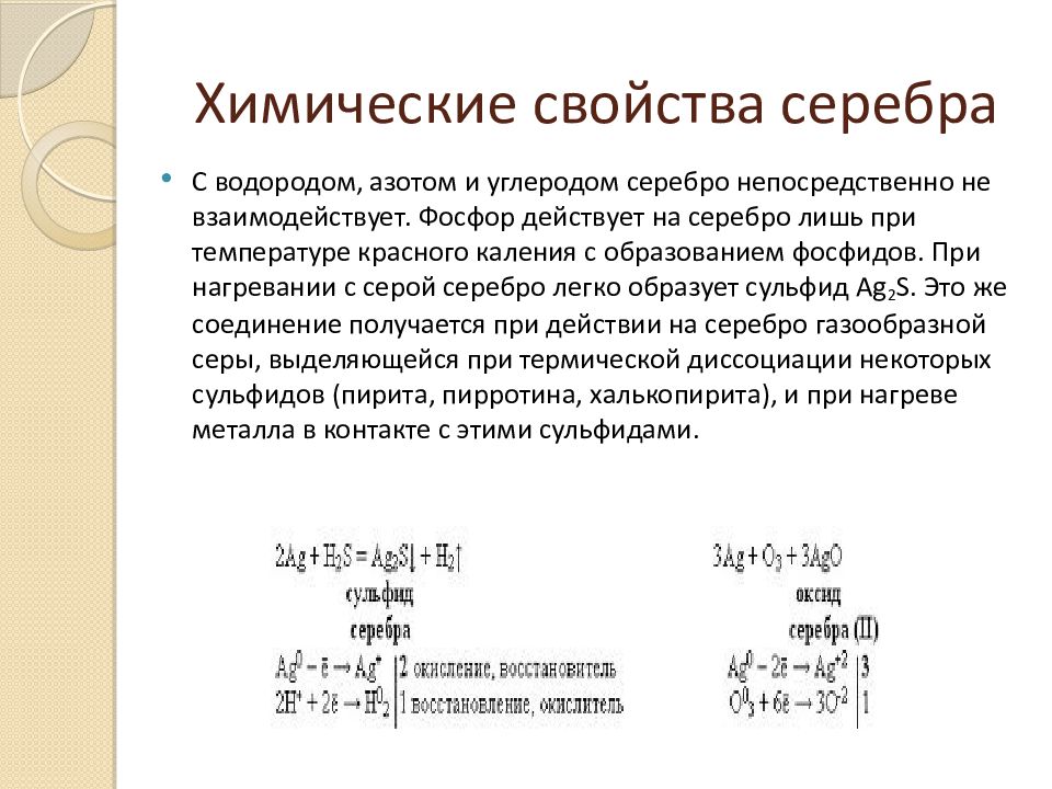 Характеристика серебряного