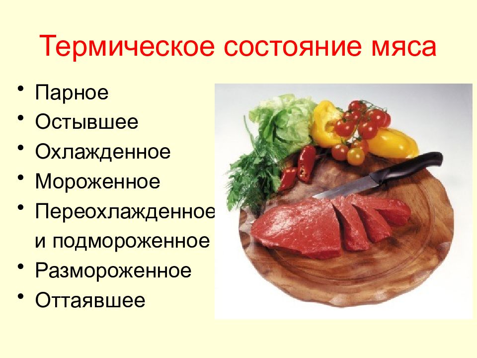 Распределите названия термических состояний мяса в зависимости от температуры с картинками ответы