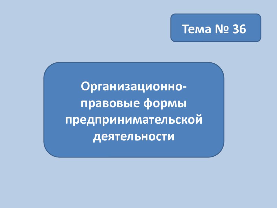 Тема № 36 Организационно-правовые формы предпринимательской деятельности