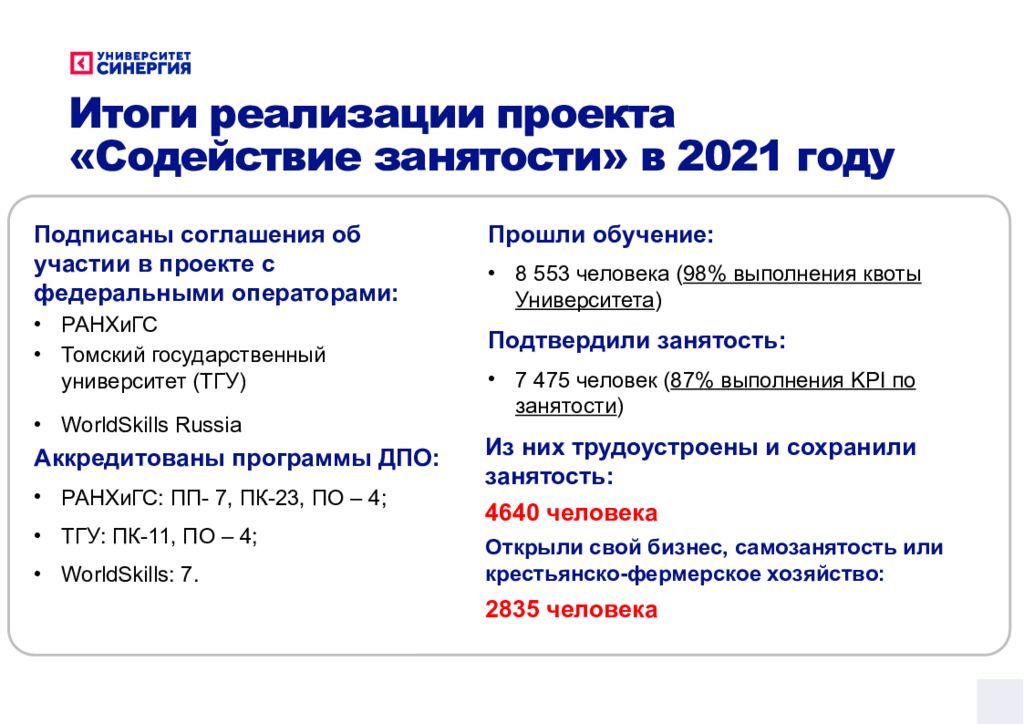 Содействие занятости федеральный проект специальности