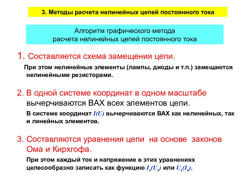 Порядок цепи. Графический метод расчета нелинейных цепей постоянного тока. Методы расчета нелинейных цепей постоянного тока.. Методы расчёта цепей постоянного Токка. Расчет нелинейных цепей постоянного тока.