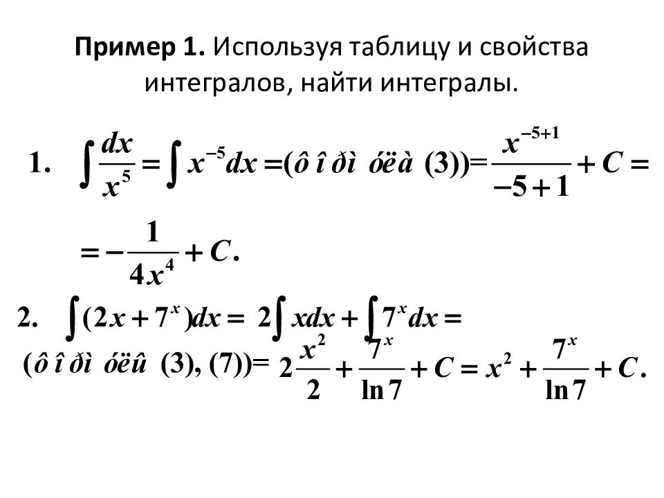 Решить интеграл по картинке