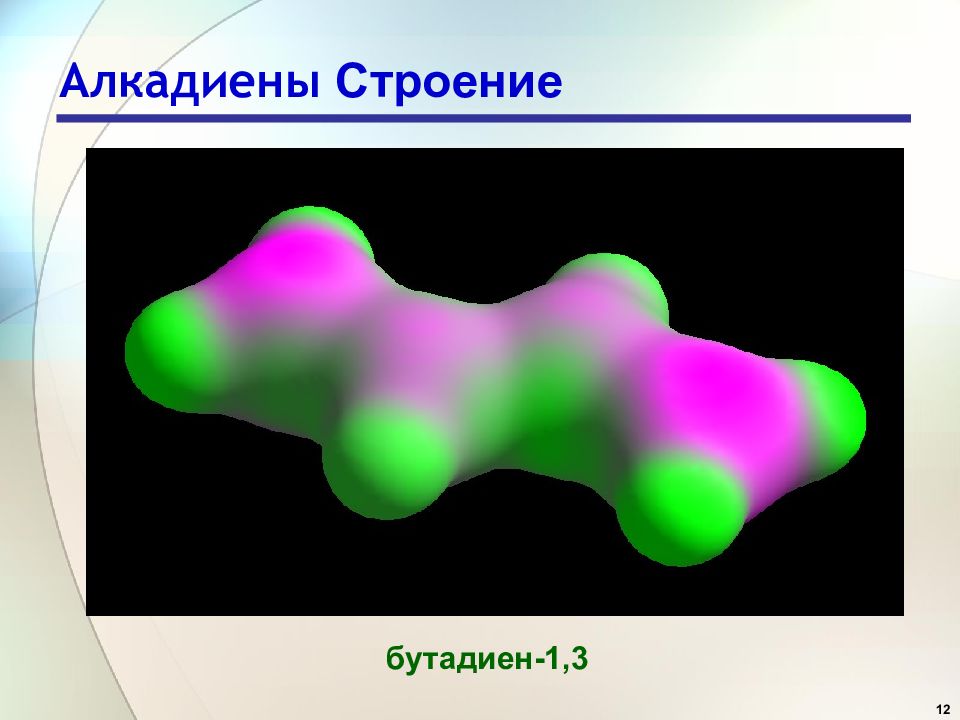 Алкадиен 1 2. Строение молекулы алкадиена. Алкадиены строение молекулы. Алкадиены гибридизация. Электронное и пространственное строение алкадиенов.