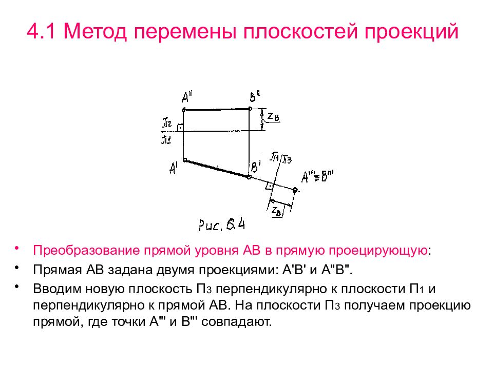 Проецирующая уровня. Проецирующая прямая уровня. Способы преобразования проекций Инженерная Графика. Преобразовать прямую в проецирующую. Преобразование прямой общего положения в проецирующую прямую.