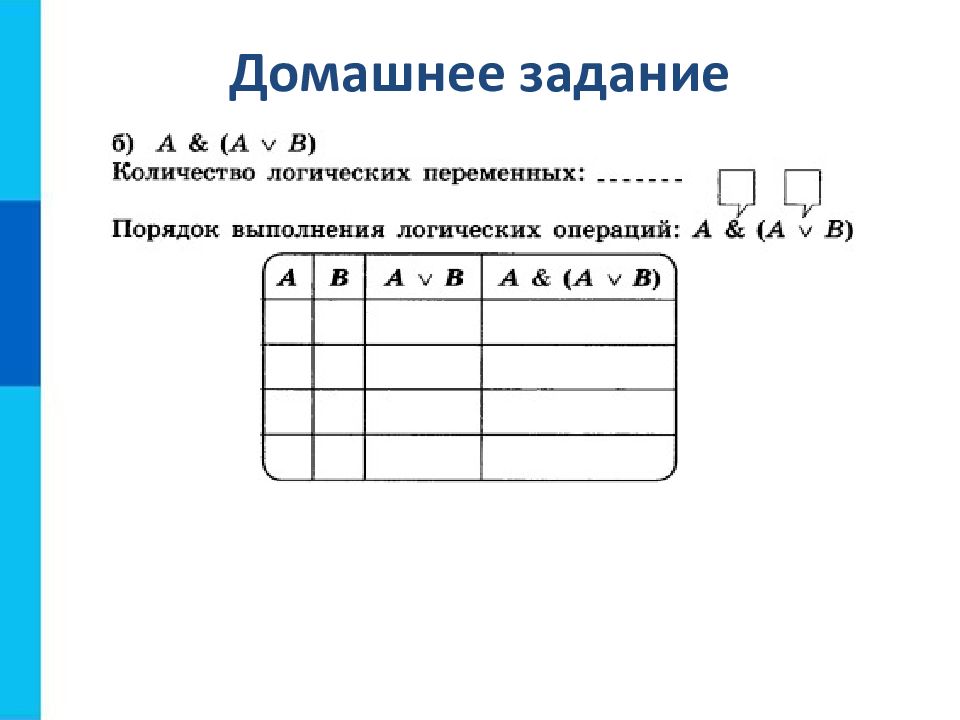 Презентация 8 класс информатика алгебра логики