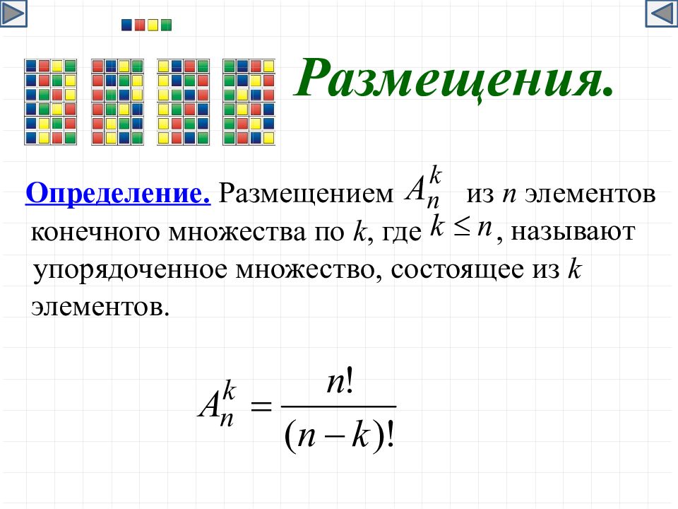 Размещение. Размещение из n элементов. Размещение комбинаторика. Размещение в математике. Определение размещения.