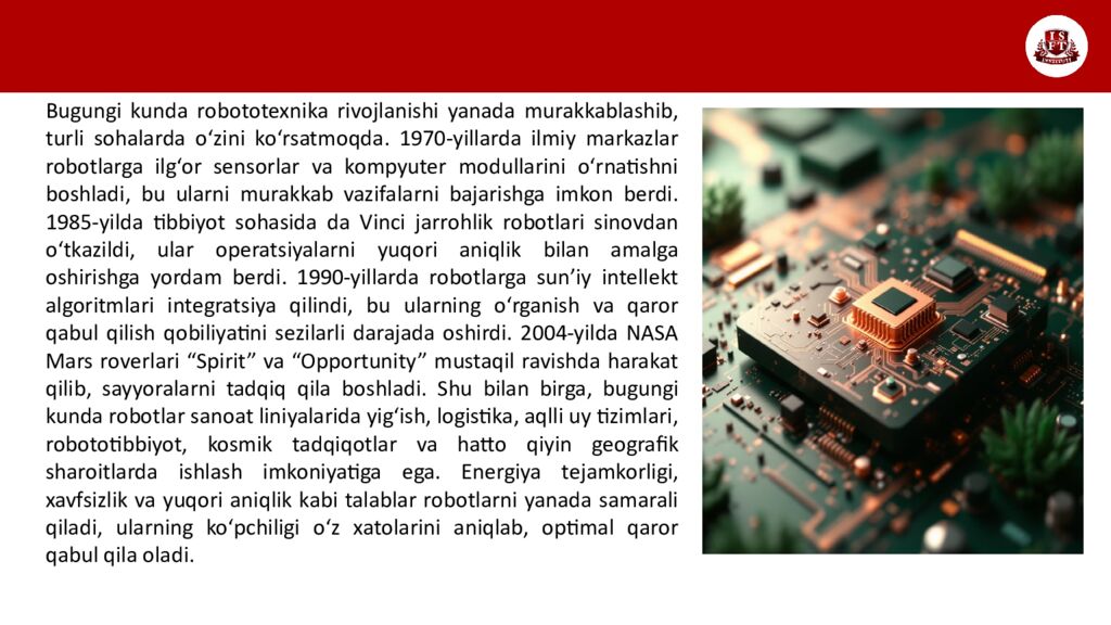 INTERNATIONAL SCHOOL OF FINANCE TECHNOLOGY AND SCIENCE ISFT – 202 5 MAVZU : E-