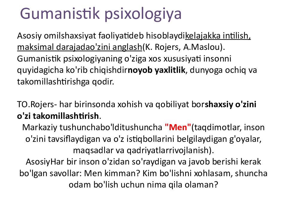 SHAXSIYAT NAZARIYALARI xorijiy