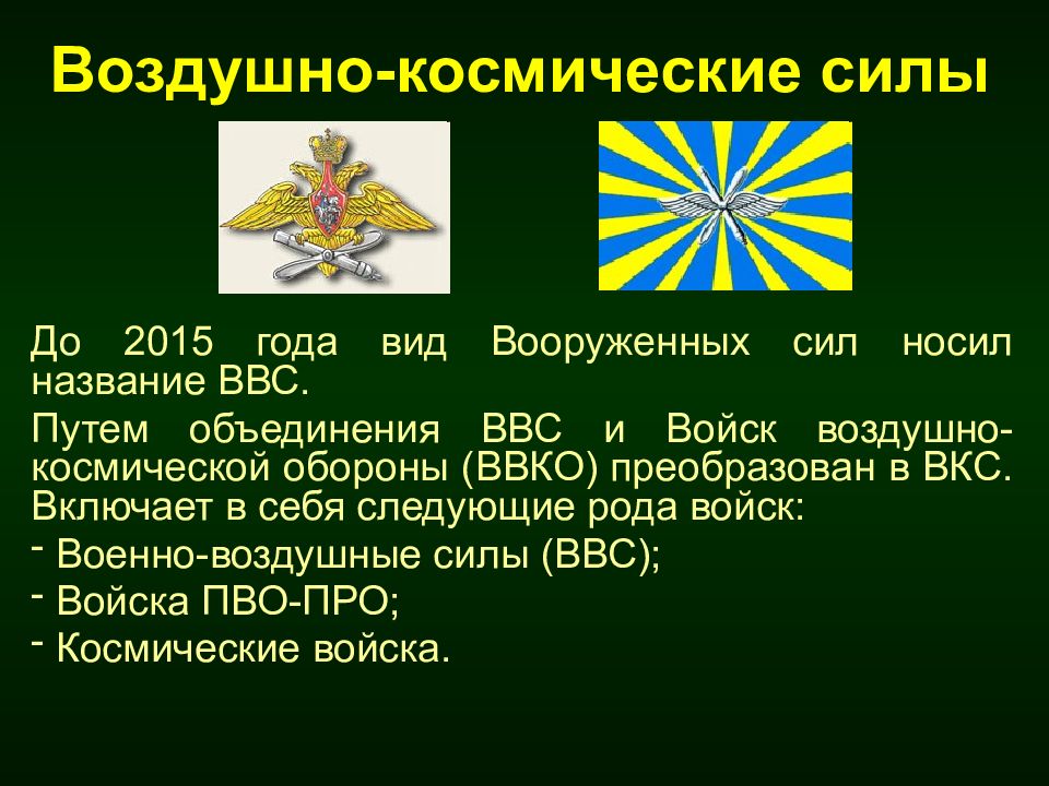 Пограничная служба входит в состав вооруженных сил. Воздушно-космические силы рода войск. Структура вс РФ. Эмблемы родов войск Российской армии. Войска воздушно-космической обороны виды и рода вс РФ.