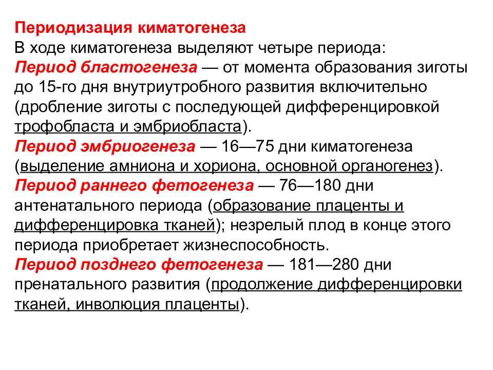 С момента образования. Периодизация киматогенеза. Период киматогенеза это. Характеристика бластогенеза. Периоды фетогенеза.