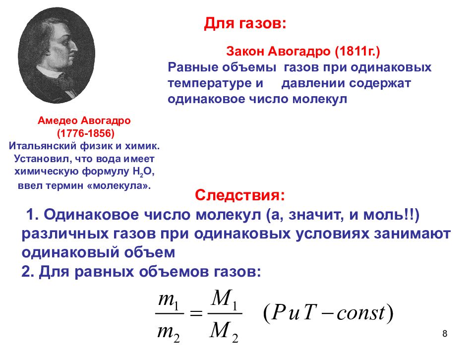 Закон авогадро в картинках