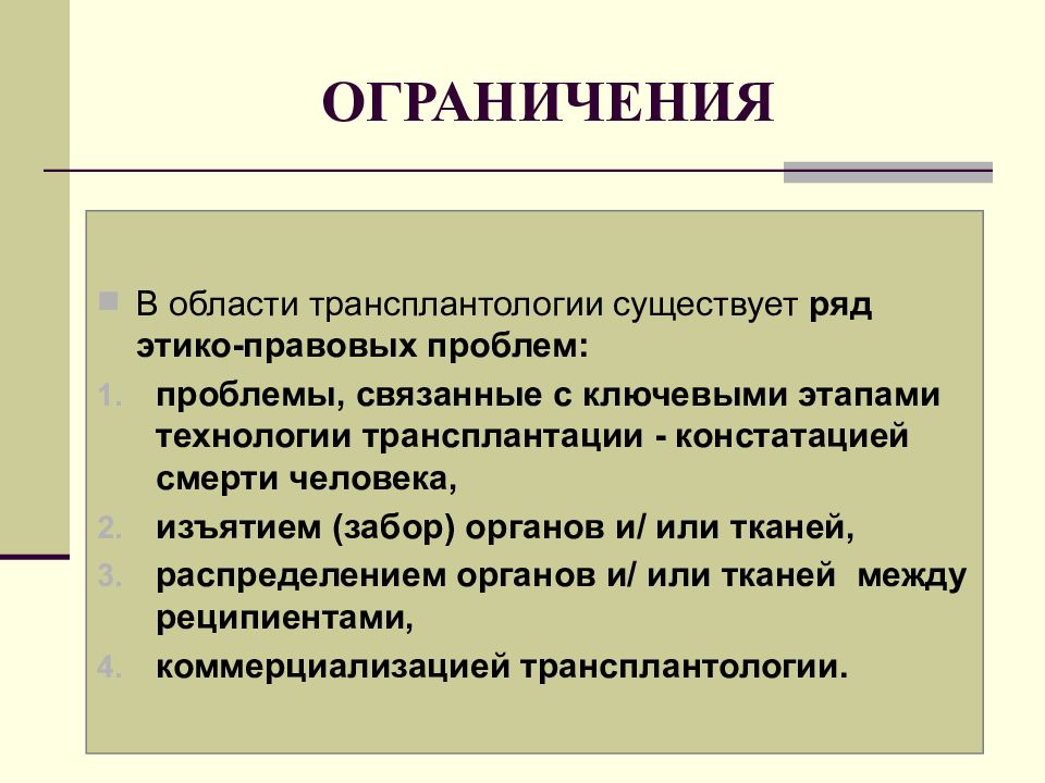 Правовые проблемы трансплантации презентация