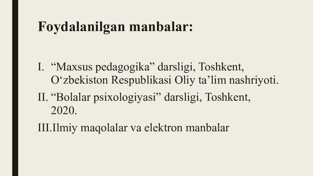 Foydalanilgan manbalar :