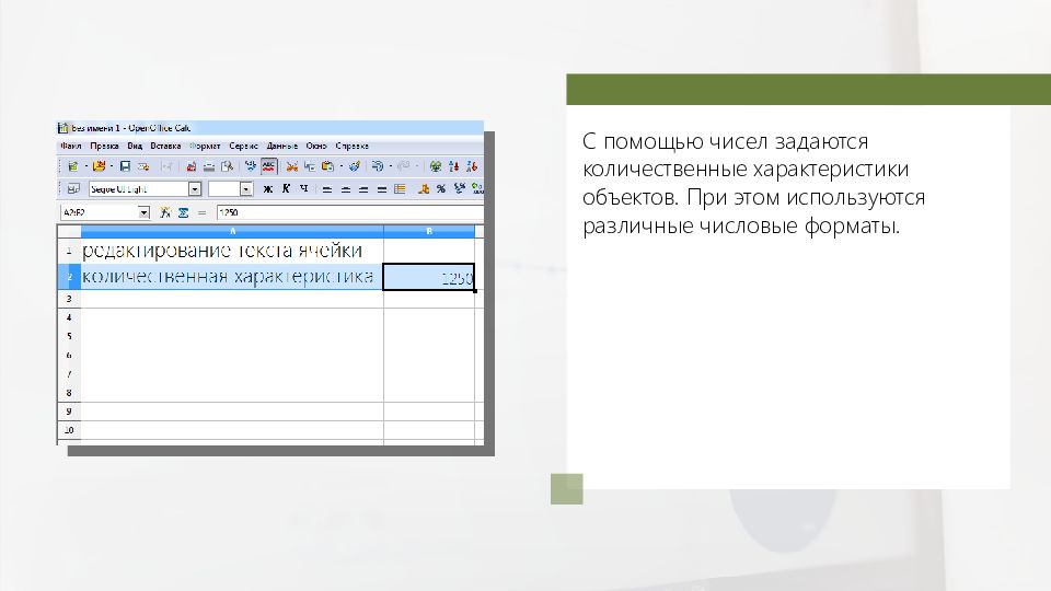 Характеристикой ячейки в редакторе электронных таблиц. Лист электронной таблицы это. Основные числовые Форматы в электронных таблицах.