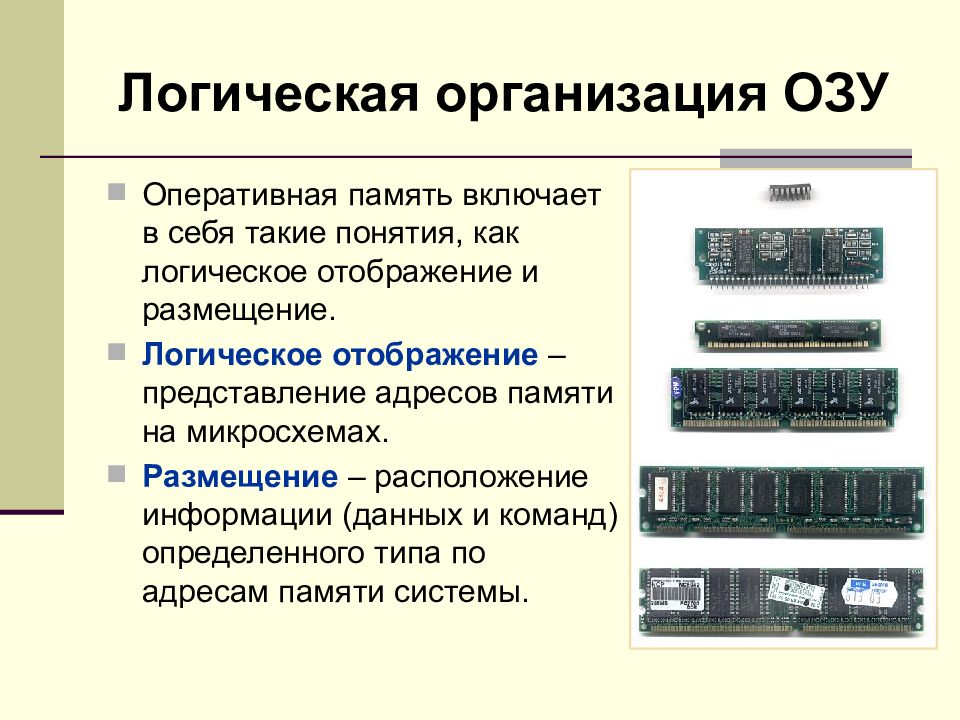 Организации памяти компьютера. Классификация запоминающих устройств ЭВМ. Организация оперативной памяти. Оперативная память запоминающие устройства. Организация памяти ОЗУ.