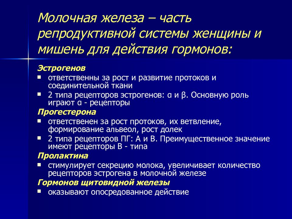 Желез молока. Гормоны молочной железы. Регуляция молочных желез. Гормоны репродуктивной системы. Влияние гормонов на молочную железу.