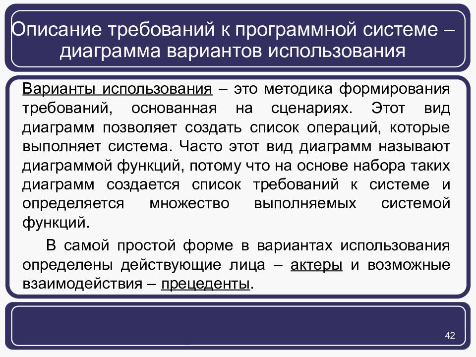 Описание 24. Описание требований. Способы описания требований. Методы описания требований проекта. Основные методы описания требований к системе..