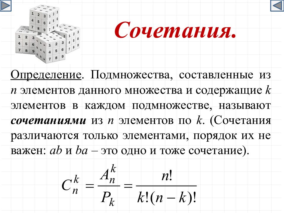 Комбинаторика сочетания презентация