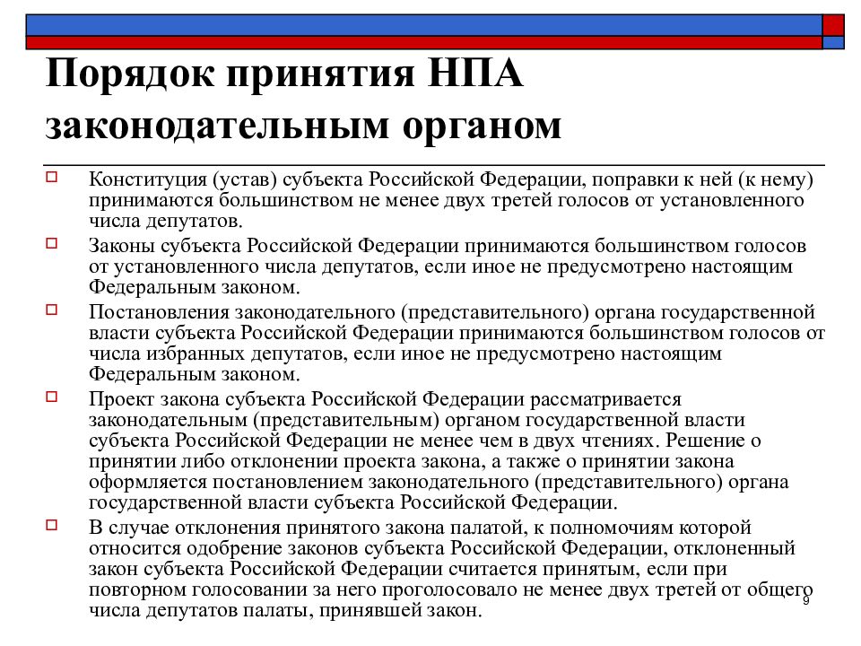 Порядок внесения проектов правовых актов представительного органа устанавливается