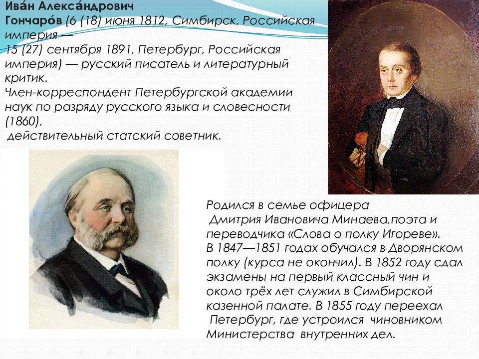 Роль и а гончарова. 1891 Гончаров. Ивана Александровича Гончарова (1812–1891).