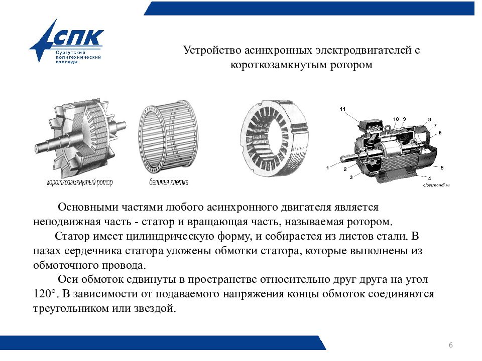 Выберите схему асинхронного электродвигателя с короткозамкнутым ротором