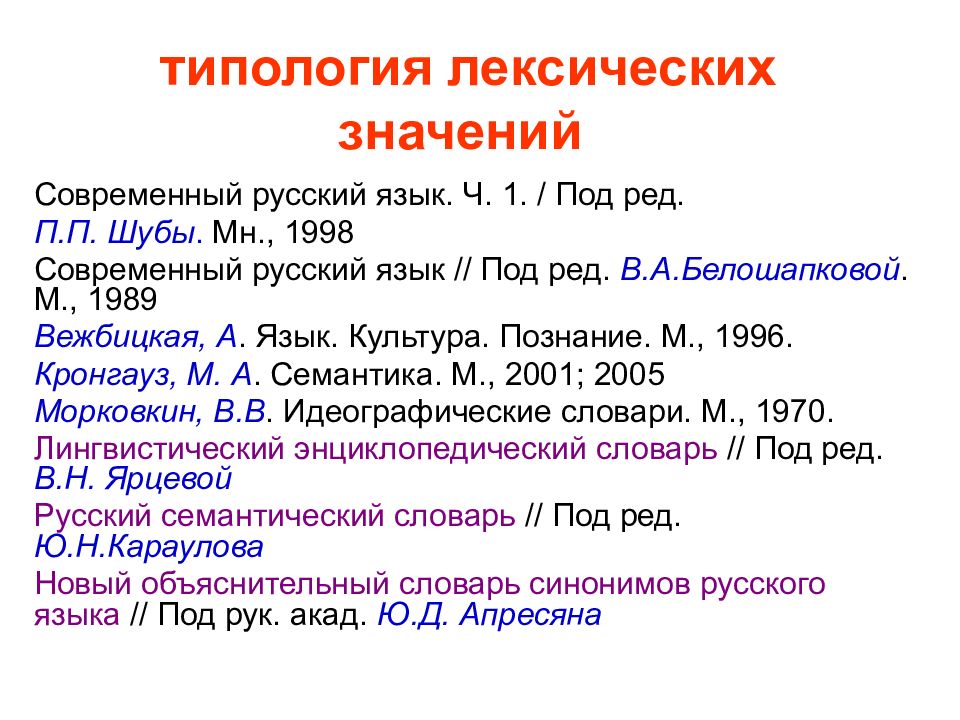 типология лексических значений