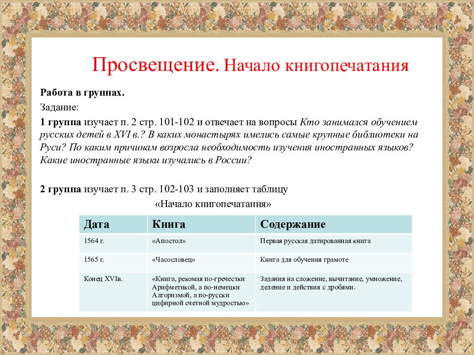 Презентация культура и повседневная жизнь народов россии в 16 веке 7 класс торкунов фгос