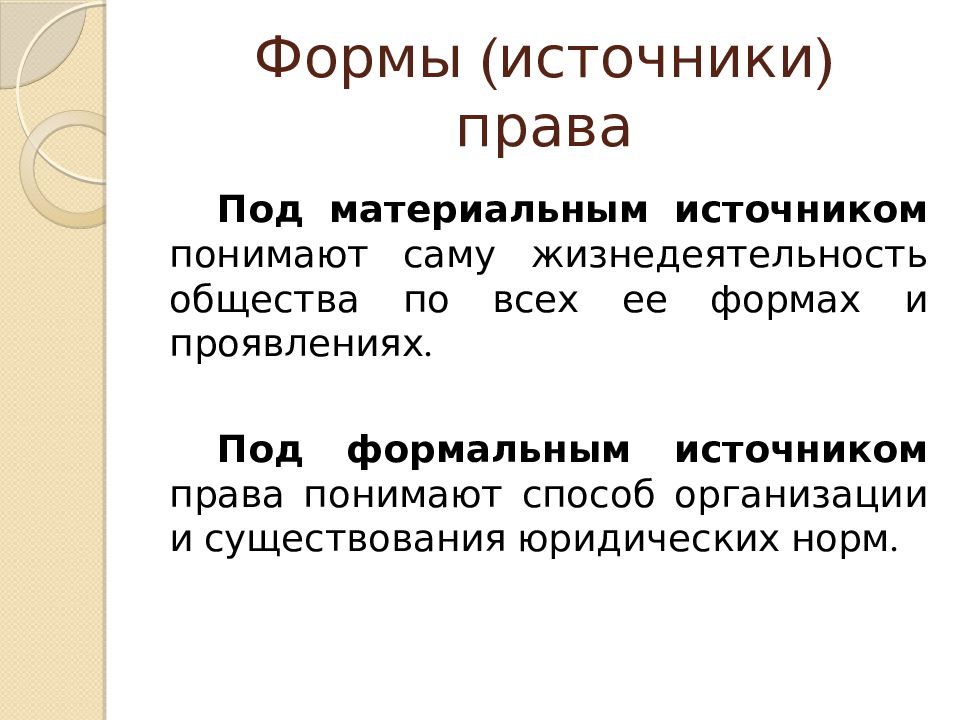 Под правом понимают. Материальные источники права. Источники права общество. Цель источников права. Формы существования правовых норм.