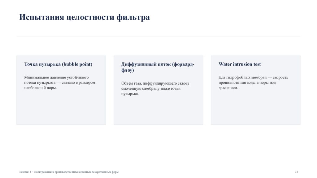 Фильтрование в производстве инъекционных лекарственных форм Занятие 4 ·