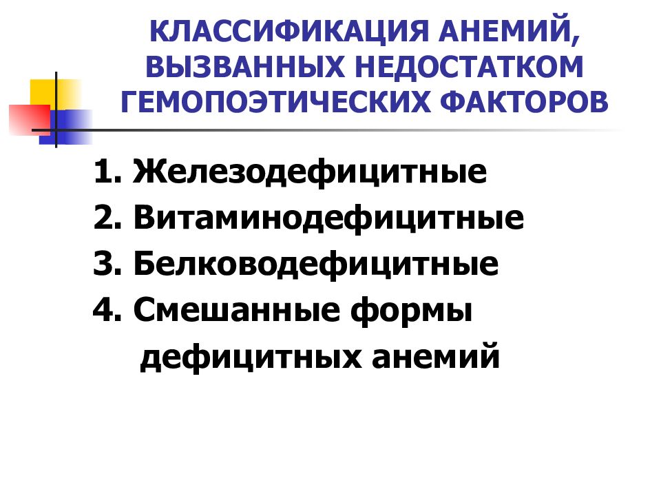 Дефицитные анемии презентация