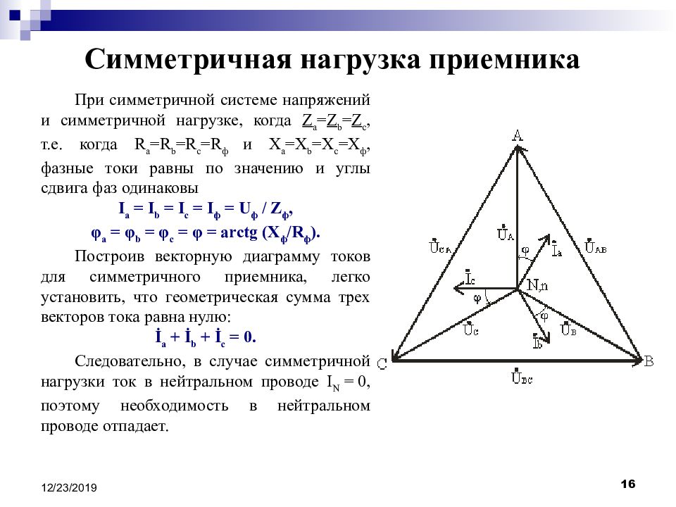 Симметричная нагрузка соединена