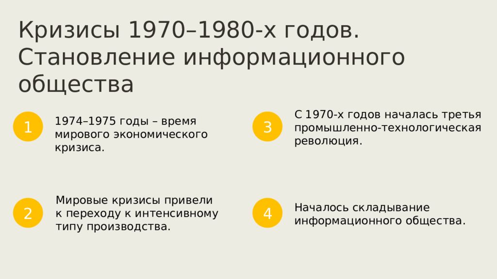 Кризисы 1970 1980 гг становление информационного общества презентация