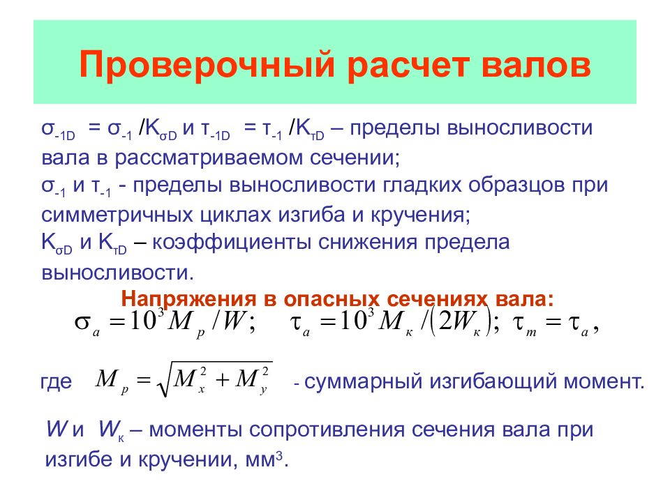 Проверить расчеты. Проверочный расчет валов. Расчет валов и осей. Проверочный расчет вала на выносливость. Проверочные расчет валов на усталость