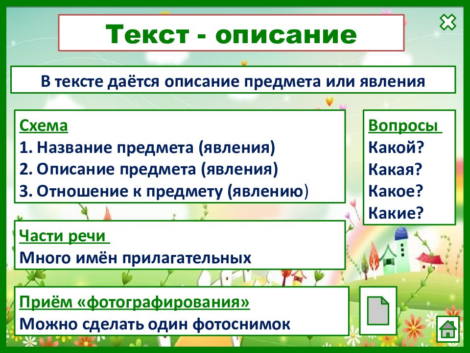 Описание картинки 2 класс русский язык