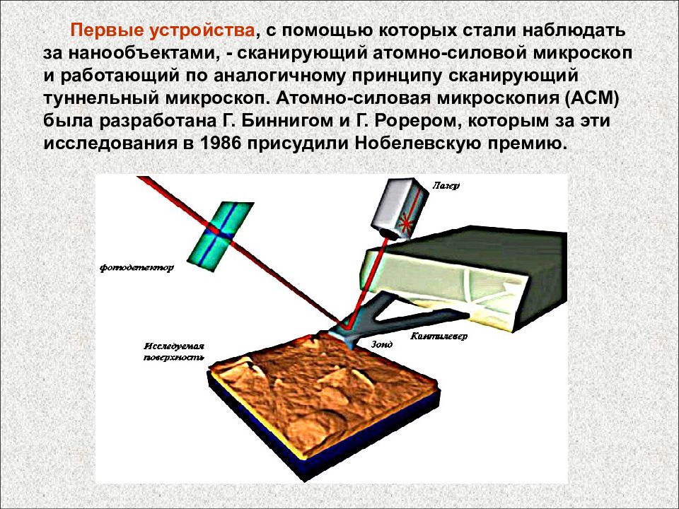 В атомно силовом микроскопе изображение поверхности исследуемого образца получают за счет