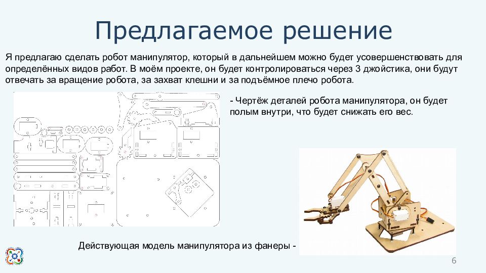 Принципиальная схема робота манипулятора