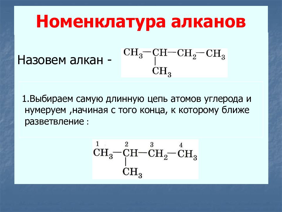 Номенклатура алканов презентация