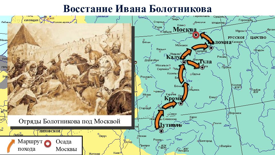 Кто был участником событий обозначенных на схеме стрелками хлопко косолап болотников