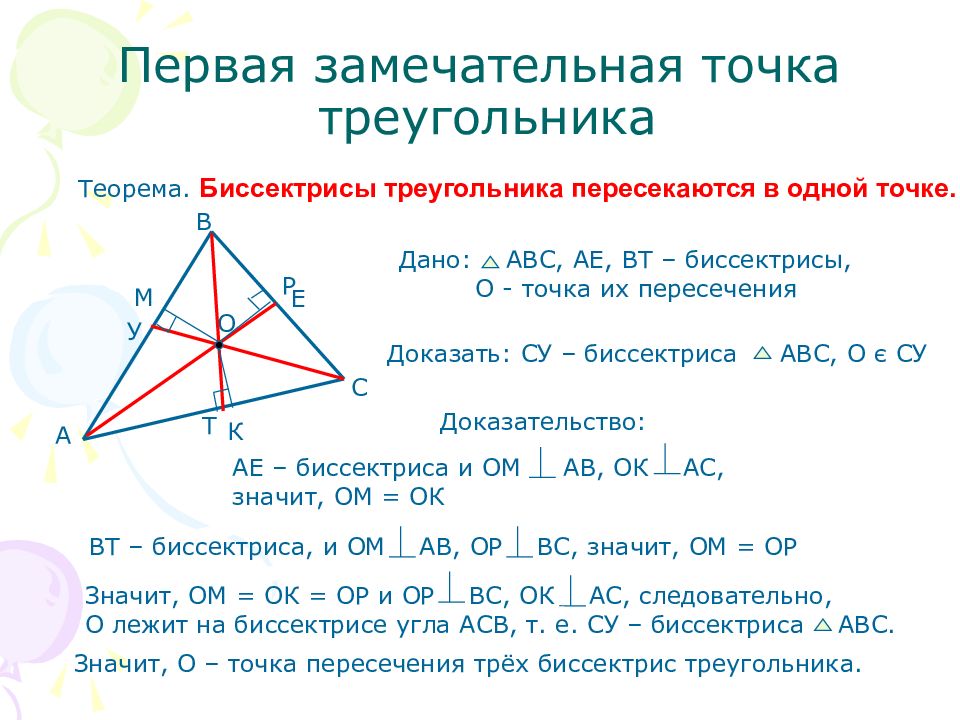 Четыре замечательные точки треугольника задачи на готовых чертежах