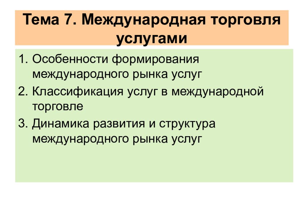 Международная торговля услугами презентация