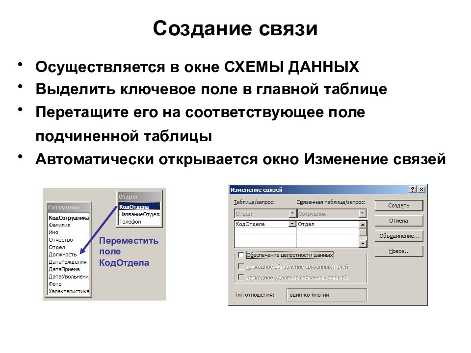 Главные и подчиненные таблицы. Создание связей в access. Ключевое поле в MS access. Как определить ключевое поле таблицы. Главная и подчиненная таблицы.