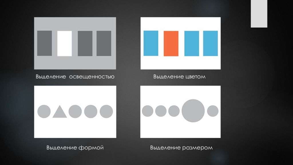 Образцы выделены. Композиция выделение цветом. Выделение формой. Выделение освещенностью композиция.