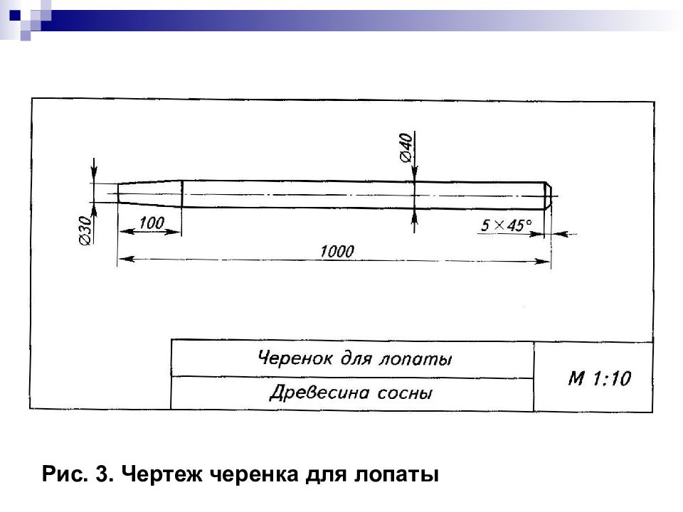 Чертеж ручки для письма