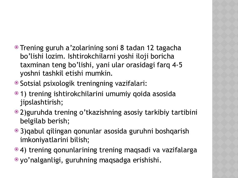 Sotsial psixologik treningni ahamiyati Sotsial psixologik treningni ahamiyati